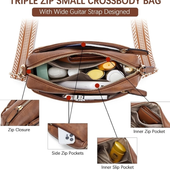 Bostanten Tan Leather Crossbody Bag - Picture 6 of 13